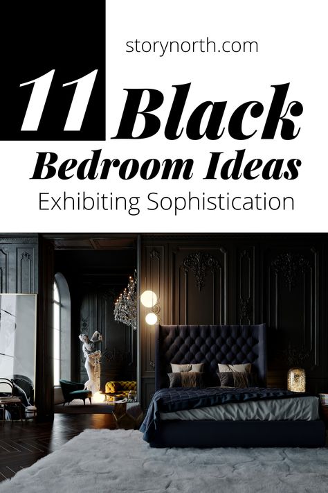 To lure you to the dark side, we have scooped the web 11 of the best black bedroom ideas for a sophisticated look. #blackbedroom #black #bedroomideas #homeimprovement #interiordesign All Black Bedroom, Black Bedroom Ideas, Black Walls Bedroom, White Bedrooms, Simple Bed Designs, Black Bedroom Design, Black Bedroom Decor, Black Accent Walls, Sophisticated Bedroom