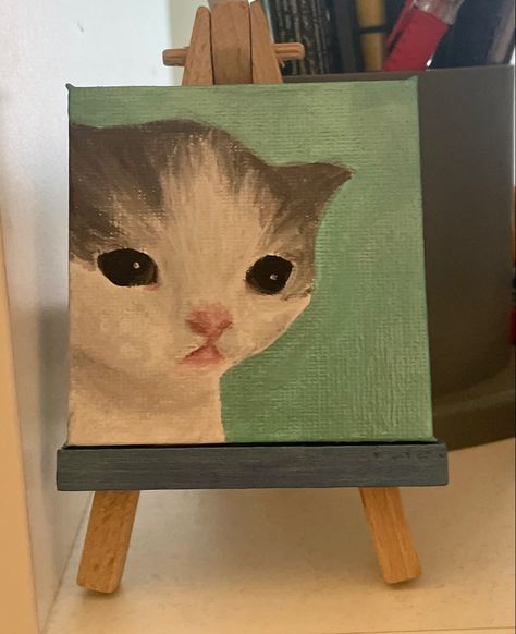 Cat sticker from telegram social media Simple Cat Painting Ideas, Painting Ideas On Canvas Cat, Canvas Cat Painting, Small Canvas Paintings, Calligraphy Art Print, Cute Canvas Paintings, Cute Canvas, Cute Paintings, Cute Doodles Drawings