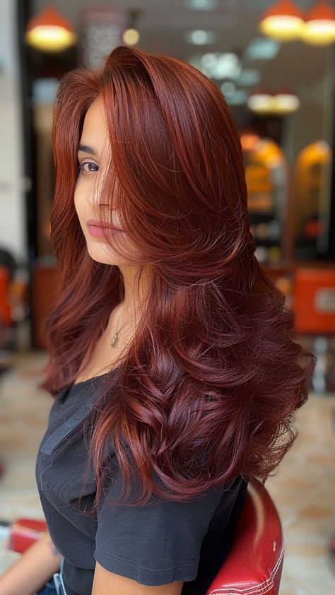 Red Hot Looks: 16 Trendy Dark Auburn Hair Colors Medium Auburn Hair Color, Auburn Hair Colors, Auburn Red Hair Color, Auburn Hair Dye, Medium Auburn Hair, Dark Auburn Hair Color, Auburn Red Hair, Auburn Hair Color, Dark Auburn Hair