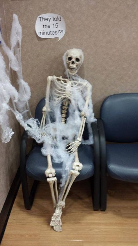 Halloween Decorations Medical Office, Halloween Dr Office Decor, Clinic Halloween Decorations, Front Office Halloween Decor, Office Decorations Halloween, Doctors Office Fall Decorations, Decorate Office Halloween, Halloween Medical Office Decorations, Fall Dentist Office Decor