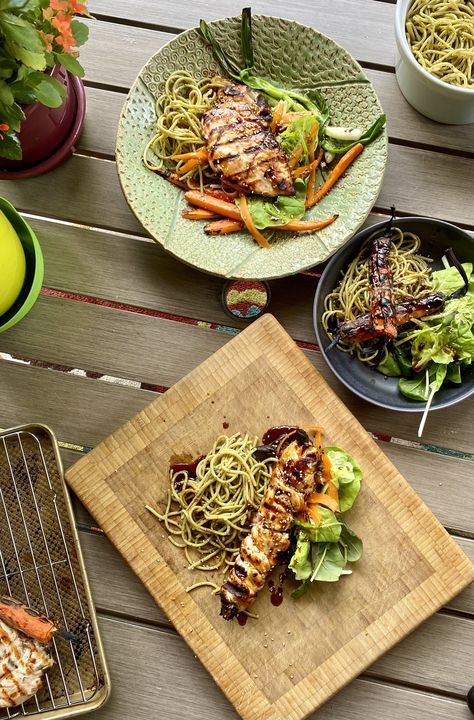 The Quintessential Chicken Teriyaki – Dad's Dinner Diary Spinach Noodles, Spinach Fettuccine, Dried Basil, Chicken Teriyaki, Taste Made, Low Sodium Soy Sauce, Toasted Sesame Seeds, Pasta Shapes, Teriyaki Sauce