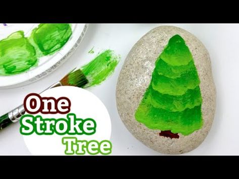 Rock Painting 101 - YouTube Christmas Painted Rocks, Painting 101, Rock Painting Tutorial, Rock Videos, Happy Stones, Christmas Tree Painting, Acrylic Painting Tutorials, Evergreen Trees, Stone Rocks