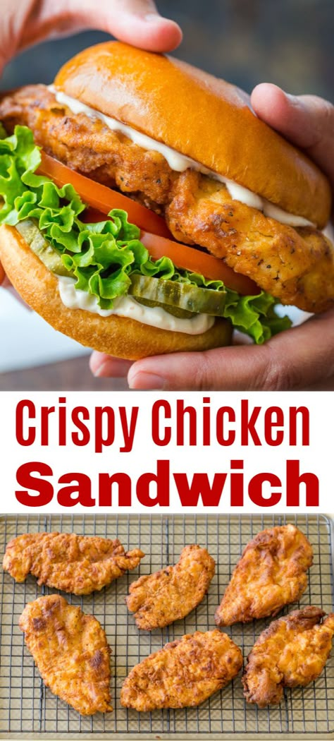 Crispy Chicken Sandwich, Chicken Sandwich Recipe, Crispy Chicken Sandwiches, Best Sandwich Recipes, Food Recipes Vegetarian, Chicken Sandwich Recipes, Fried Chicken Breast, Sandwich Recipe, Recipes Vegetarian