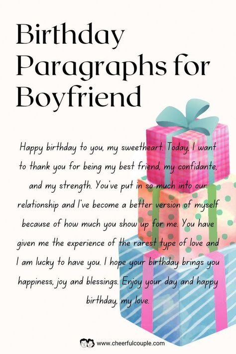 These love paragraphs for him are perfect as text messages, post-its, or love notes for your prince charming. Birthday Paragraph For Boyfriend, Birthday Notes For Boyfriend, Birthday Letters To Boyfriend, Boyfriend Happy Birthday, Messages For Your Boyfriend, Paragraphs For Your Boyfriend, Happy Birthday Paragraph, Paragraph For Boyfriend, Birthday Paragraph