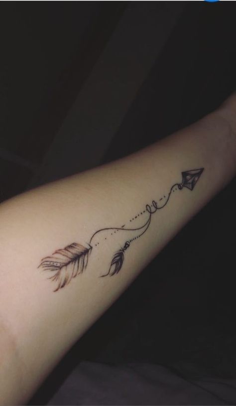 Arrow Tattoo Forearm Woman, Bo And Arrow Tattoo, Arrow Tattoo Arm Women, Bow And Arrow Couple Tattoo Ideas, Moon Phase Arrow Tattoo, Henna Arrow Design, Collar Bone Arrow Tattoo, Strength Arrow Tattoo, Arrow Tattoos For Women Arm