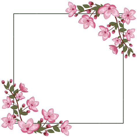 Premium Vector | Cute spring cherry blossom vector frame illustration Cherry Blossom Border, Cherry Blossom Vector, Frame Illustration, Vector Frame, Easy Frame, Purple Daisy, Pink Frames, 수채화 그림, Rectangle Frame