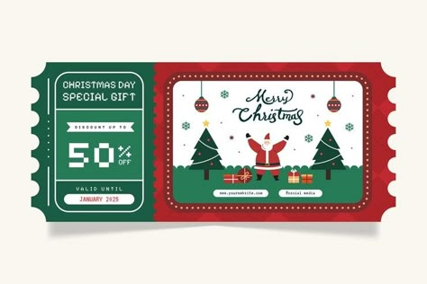 Premium Vector | Christmas vintage and retro voucher coupon design Voucher Design Coupon, Voucher Design Ideas, Branding Collateral, Edit Png, Christmas Coupons, Voucher Design, Vector Christmas, Coupon Design, Social Post