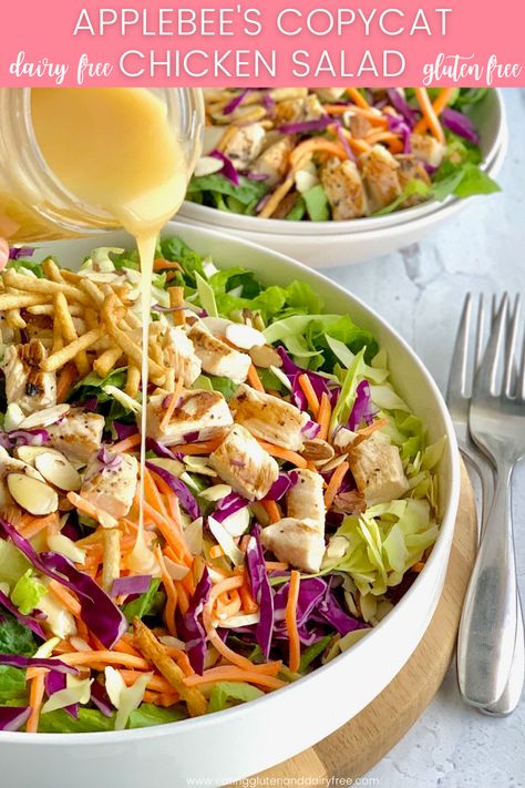 Chinese Chicken Salad Dressing Recipe, Chinese Chicken Salad Dressing, Gluten Free Salad, Applebees Copycat Recipes, Crispy Chicken Salads, Chicken Salad Dressing, Chinese Chicken Salad Recipe, Dairy Free Salads, Hungry Happens