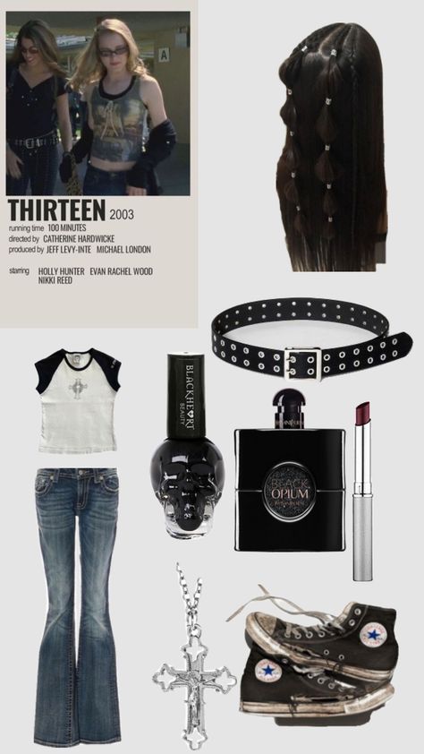 Evie Thirteen Style, Tracy And Evie Costume, Thirteen Outfits Tracy, Thirteen Halloween Costumes, 13 Aesthetic Outfits, Tracy From 13 Outfits, 13 Movie Aesthetic Outfits, Thirteen Movie Tattoo, Evie And Tracy Thirteen Outfits