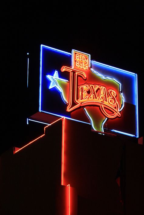 Cover: Billy Bob's Texas sign at night. 2520 Rodeo Plaza, north side Fort Worth. Billy Bobs Texas Fort Worth, Fort Worth Texas Aesthetic, Texas Country Aesthetic, Texas Ranch Aesthetic, Houston Texas Aesthetic, Western Core, Texas Sign, Texas Aesthetic, Texas Signs