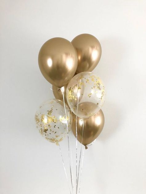 Gold Party Decor, Filling Balloons, Chrome Balloons, 21 Bday, Trendy Party Decor, Bday Dinner, 21 Diner, Glitter Balloons, Clear Balloons