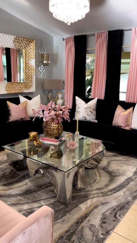 Girl Apartment Decor, Gold Living Room Decor, Glam Living Room Decor, Apartment Decorating Living, Elegant Living Room Decor, Living Room Decor Gray, First Apartment Decorating, Wall Decoration Ideas, Gold Living Room