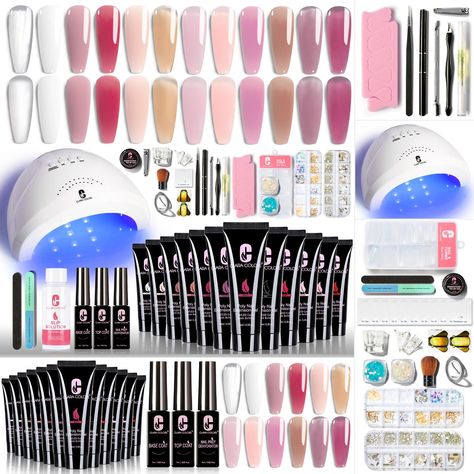 PRICES MAY VARY. 【AII IN ONE - Poly Gel Nail Kit】 12 colors poly extension gel nail kit included 12*15ml poly nail gel, 48W LED nail lamp and a complete set of nail art tools. This full complete poly nail gel kit is perfect for nail lovers, nail technician or nail beginners to build strong, flexible, feather-light nail extension. 【Fast Extension & Easy to Use】Using Clara Colors polygel nail kit can finish your extension nails quickly and easily. Say goodbye to your short and weak nails. The poly Poly Gel Nail Kit, Tools For Nail Art, Poly Extension Gel, Polygel Nail, Poly Gel, Weak Nails, Light Nails, Polygel Nails, Gel Nail Kit