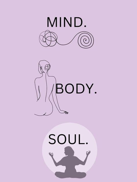 Body Mind Soul Wallpaper, Purple Poster, Wellness Board, Body Diagram, Balanced Mind, Yoga Aesthetic, Vision Board Pictures, Instagram Emoji, Poster Drawing