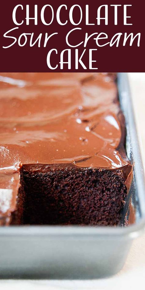 Chocolate Sour Cream Cake, Sour Cream Chocolate Cake, Chocolate Cake Frosting, Sour Cream Recipes, Sour Cream Cake, Homemade Frosting, Easy Chocolate Cake, Simply Recipes, Cake Frosting