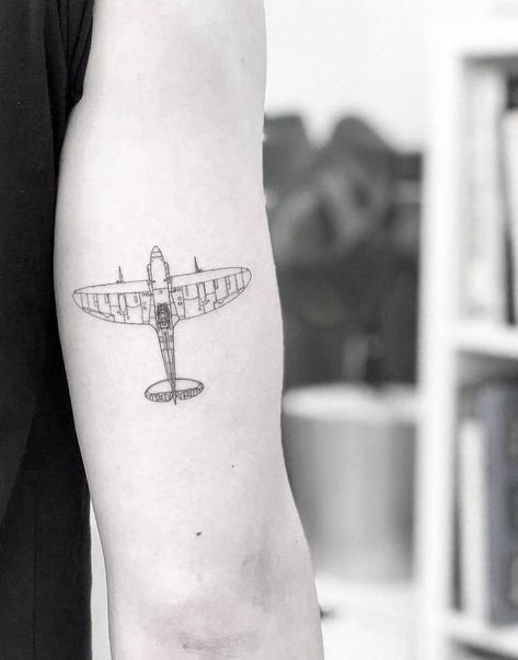 21 Outstanding Plane Tattoos Aeroplane Tattoo Small, Vintage Plane Tattoo, Raf Tattoo, Graduation Tattoo, Spitfire Tattoo, Plane Tattoos, Aircraft Tattoo, Aviation Tattoo, Paper Airplane Tattoos