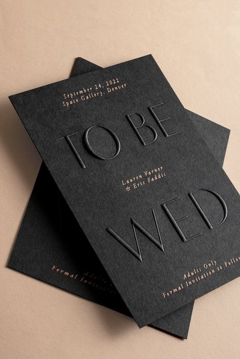 Jolie & Co. Black On Black Wedding Invitations, Black Silver White Wedding Color Schemes, Black Affair Wedding, Wedding Inspo Invitations, Deboss Wedding Invitation, Chic Wedding Color Schemes, Classic Industrial Wedding, White Wedding Black Accents, Brown Black And White Wedding