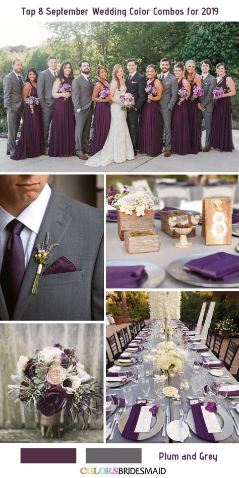 September Wedding Colors, Spring Wedding Outfit, 8 September, Plum Wedding, Wedding Color Combos, Purple Wedding Theme, Wedding Colors Purple, Wedding Palette, Wedding Winter