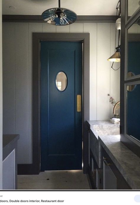 Swinging Doors, Pantry Door, Butler's Pantry, Kitchen Doors, Blue Door, Door Color, Types Of Doors, Interior Doors, Dream Kitchen