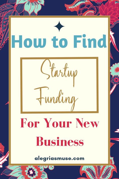 How to Find Startup Funding For Your New Business - Alegria's Muse Small Business Funding, Great Business Ideas, Startup Funding, Startup Business Plan, Small Business Organization, Small Business Plan, Business Basics, Affiliate Marketing For Beginners, Small Business Loans