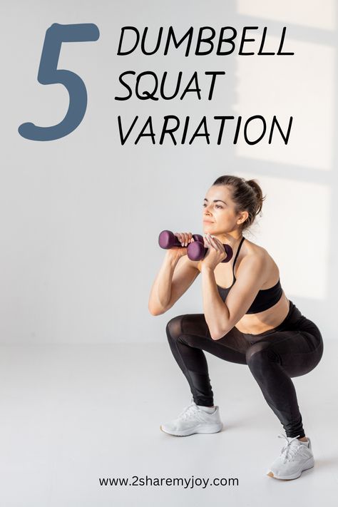 5 dumbbell squat exercises you need to know about. Learn the different techniques and when to use them. Includes dumbbell squat progression Squats With Dumbbells Women, Dumbbell Squats, Squats With Dumbbells, Pile Squats, Dumbell Squats, Dumbbell Only Workout, Squat Thrust, Dumbbell Squat, Squat Variations