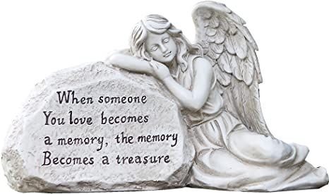 Napco 11293 Memory Becomes a Treasure Memorial Plaque with Sleeping Angel Garden Statue, 12.5 x 6.75 Sympathy Poems, Angel Garden Statues, Angel Garden, Serenity Garden, Sleeping Angel, Outdoor Garden Statues, Memorial Statues, Garden Angels, Words Of Hope