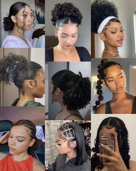 Hairstyles Sleek, Sleek Back Hair, Curly Hair Fashion, Afro Puff Hairstyles, Natural Hair 4c, Bun High, Hair Sleek, High Puff, Sleek Back