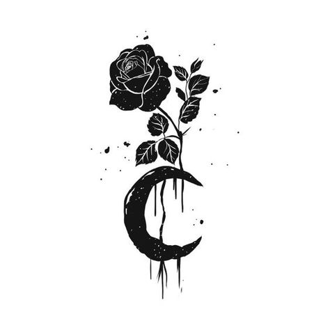 Black rose and moon by lr_collections|#tattoo #handtattoo #tattoos #rosetattoo #tattoorose 547 Black Rose Art, Black Rose Tattoos, Geniale Tattoos, Gothic Tattoo, Tattoo Style Drawings, Rose Tattoo Design, Tattoo Art Drawings, Creative Corner, Rose Art