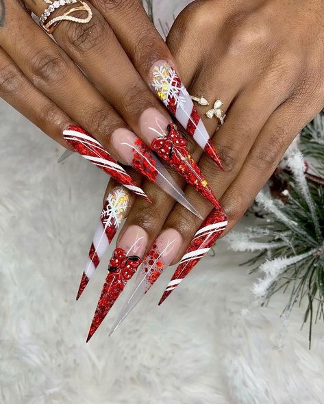 Stilleto Xmas Nails, Christmas Nail Stiletto, Red Christmas Nails Acrylic Long, Xxl Christmas Nails, Stilleto Christmas Nails Long, Long Christmas Acrylic Nails, Christmas Stilleto Nails, Stiletto Christmas Nails, Christmas Stiletto Nails