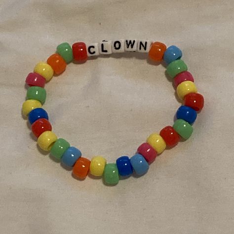 Clown kandi singlet colorful clowncore kidcore Clowncore Banner, Kidcore Crafts, Clowncore Jewelry, Clown Bracelet, Clowncore Kandi, Kandi Kidcore, Clown Kandi, Kidcore Kandi, Kidcore Bracelet