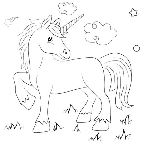 Line art unicorn kids illustration for c... | Premium Vector #Freepik #vector #animal-line #unicorn #fantasy-character #horse-drawing Unicone Art Drawing For Kids, Unicorn Line Art, Illustration For Children, Vector Line Art, Kids Illustration, Vector Line, Kid Art, Unicorn Kids, Horse Drawing