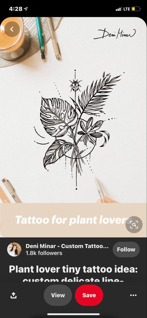 Plant Lover Tattoo, Lover Tattoos, Lover Tattoo, Tattoos For Lovers, Memorial Tattoo, Custom Tattoo, Tiny Tattoos, Love Design, Plant Lover