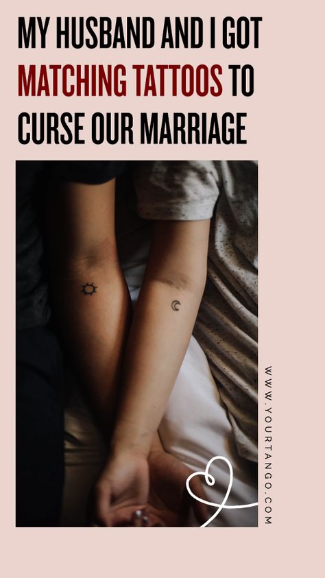 Me And You Tattoo, Wife Name Tattoo For Men, Spouse Tattoos Marriage, Matching Spouse Tattoos, Anniversary Tattoo Ideas Marriage, Husbands Name Tattoo Ideas For Wife, Married Tattoos, Curse Image, Curse Images