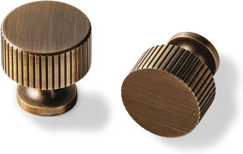 Kourpulon 4 Pack Antique Brass Cabinet Knobs Dresser Drawer Solid Brass Knobs Modern Striped Wardrobe Kitchen Bedroom Hardware Pulls Handles(1-1/8"x1-1/8/28mmx28mm) - Amazon.com Dresser Pulls And Knobs, Best Dresser, Dresser Hardware, Antique Wardrobe, Hardware Pulls, Brass Cabinet Knob, Dresser Pulls, Brass Knobs, Dresser Knobs