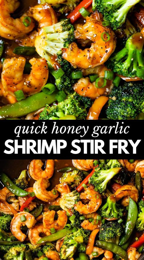 Garlic Shrimp Stir Fry, Stir Fry Shrimp Recipes, Honey Garlic Shrimp, Fried Shrimp Recipes, Shrimp Stir Fry, Shrimp And Broccoli, Honey And Soy Sauce, Broccoli Stir Fry, Shrimp Recipes For Dinner