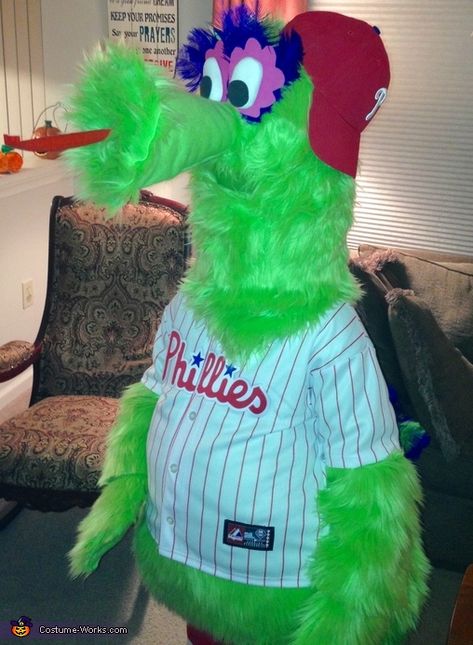 Phillie Phanatic Costume - Halloween Costume Contest Philly Phanatic Costume Diy, Phillies Phanatic Costume, Phillie Phanatic Costume, Philly Phanatic Costume, Phanatic Costume, Baseball Halloween Costume, Easy Disney Costumes, Phillies Phanatic, Philly Phanatic