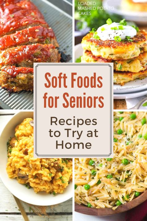 Soft Easy Digestable Foods, Elderly Dinner Meals, Soft Things To Eat, Food Prep For Elderly, Soft Meals Dinners, Dinner Soft Foods, Easy Meals For Seniors Dinners, Healthy Senior Meals, Elderly Menu Ideas