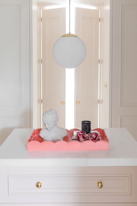 The Interiors Collaboration We’ve All Been Waiting For | sheerluxe.com Cheviot Hills, Addison Ross, Ottoman Tray, Table Designs, Waste Paper, Free Prints, White Enamel, Long Handles, Coral Pink