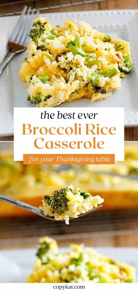 Looking for a great chicken side dish? This quick and easy broccoli cheese rice casserole recipe is for you! A few minutes of cooking butter, onion, Velveeta cheese, cream of chicken soup, and fresh broccoli on the stove top is all it takes. It's creamy, comforting, and full of flavor. Great with pork and turkey too. Be sure to watch the video! Cream Of Broccoli Casserole, Broccoli Rice Casserole Paula Deen, Broccoli With Rice Recipes, Broccoli Cheese Rice Casserole Recipe, Broccoli Cheddar Rice Bake, Rice Brocolli Cheese Casserole, Broc Cheese Rice Casserole, Chicken Rice Broccoli Casserole Velveeta, Broccoli Rice And Cheese Casserole With Fresh Broccoli