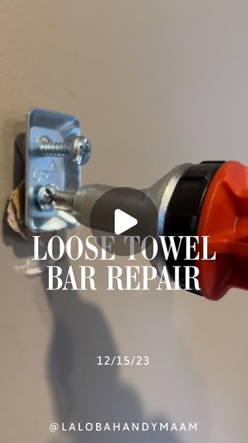 La Loba Handymaam - Andi Pashley on Instagram: "Loose towel bars are the worst!!   Here are some great tips for repairing these headaches ⤵️  There is a TINY hex screw on the underside of the bar anchors…  Loosen those… remember Righty Tighty Lefty Loosy 😂 🪛  Remove the metal mount and pull out the loose drywall anchors. Pliers work great!   Dampen and wrap “Wet N Fix” around new drywall anchors  Pop them into the wall. Reattach the mount and towel bar in reverse order. You got this!! 🛠️   Another option is to use toggle bolts which may be overwhelming for some people. Toggle bolts have a wing that go behind the drywall. However, this is a great option as well. I’ve had long term success with it. There are multiple ways of repairing something   #diyhacks #homeimprovement #drywallrepair Toggle Bolts, Drywall Anchors, Drywall Repair, Towel Rod, Drywall Screws, A Wing, Towel Bars, Drywall, Diy Hacks