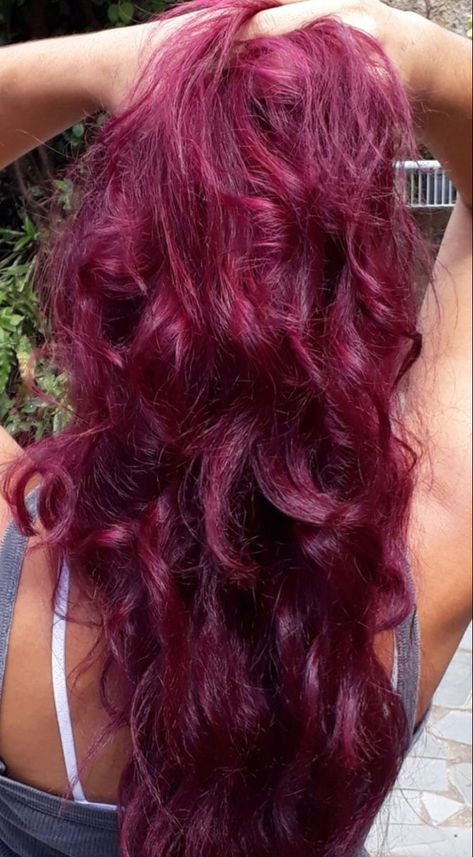 Purple Ish Red Hair, Hair Dye Ideas Without Bleach, Winter Fashion Hair Color, Raspberry Colored Hair, Long Colorful Hair, Pink Hair On Dark Hair, Rosy Pink Hair, Dark Hot Pink Hair, Redish Purplish Hair