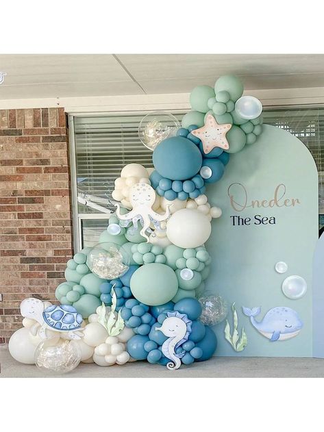 Multicolor  Collar  Latex   Embellished   Event & Party Supplies Sea Themed First Birthday Party, 1st Birthday Under The Sea, Ocean Theme Balloon Arch, Under The Sea Birthday Decor, Oneder The Sea Balloon Arch, Beach Party Theme Decorations, In Two The Sea Birthday, Under The Sea Balloon Decor, Under The Sea Prom Theme Decoration