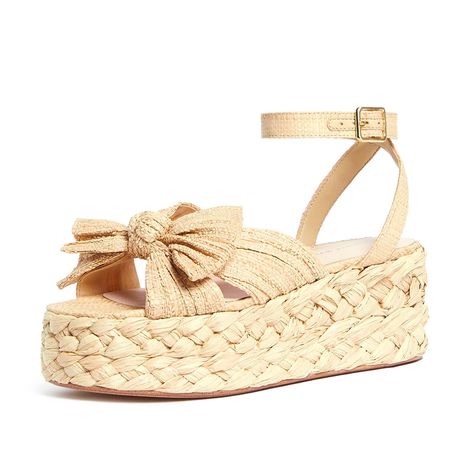 PRICES MAY VARY. Measure: The braided flatform espadrille sandals heel height is approximately 2.75 inch/7CM. Material: This raffia platform sandals is make of raffia and synthetic upper material,synthetic lining,synthetic sole. Design: Features a pleated knotted bow in the front, an open toe, and an adjustable ankle strap. Match: This pair of platform wedges sandals is suitable for any summer clothing such as dresses and shorts. Occasion: Suitable for various occasions, such as parties, work, w Cute Shoes For Summer, Cardboard Shoes, Sisterhood Round, Sandals With Bow, Sandals Comfortable, Casual Dressy, Platform Flats, Sandals Platform, Sandals Beach