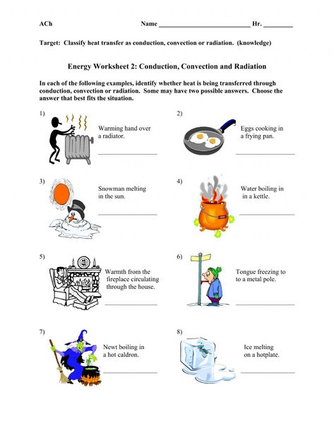 Conduction Convection Radiation, Energy Transformations, Heat Energy, Thermal Energy, Energy Transfer, Vocabulary Worksheets, Energy Work, Science Fair, Answer Keys