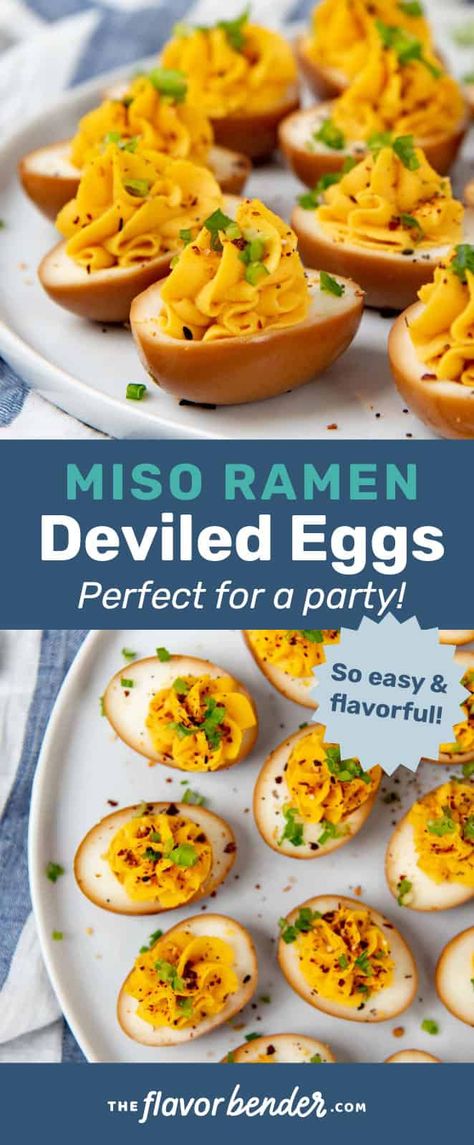 Sushi Deviled Eggs, Thai Deviled Eggs, Korean Deviled Eggs, Miso Deviled Eggs, Asian Party Appetizers, Kimchi Deviled Eggs, Deviled Egg Jello Shots, Japanese Deviled Eggs, Dessert Deviled Eggs