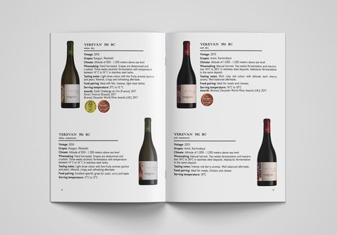 Brochure Design for "Armenia Wine" Company on Behance Wine Brochure Design, Wine Catalogue Design, Wine Brochures, Company Brochure Design, Wine Magazine, Company Brochure, Wine Brands, Wine Design, Graphic Design Photography