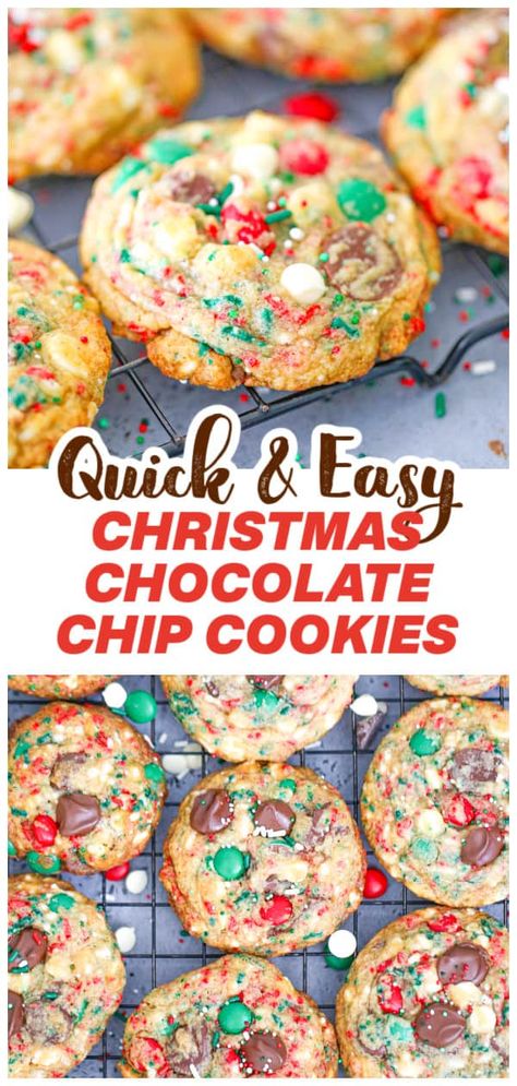 Christmas Chocolate Chip Cookies Christmas Cookies With Chocolate Chips, Holiday Chocolate Chip Cookies, Christmas Chocolate Chip Cookies Recipes, Chocolate Chip Cookies Christmas, Chocolate Chip Christmas Cookies Recipes, Easy Chocolate Christmas Cookies, Chocolate Chip Christmas Cookies, Christmas M M Cookies, Festive Chocolate Chip Cookies