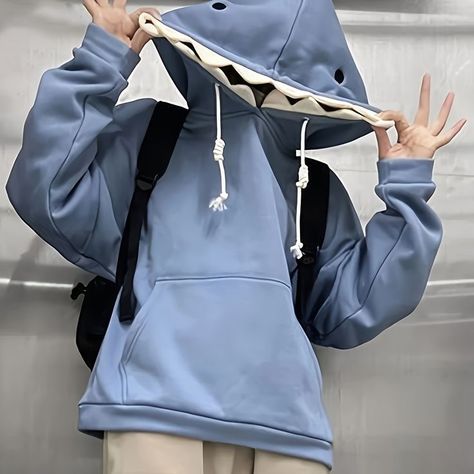 Faster shipping. Better service Oversized Aesthetic, Shark Hoodie, Basic Hoodie, Drawstring Hoodie, Clothing Size Chart, Womens Clothing Sizes, Hooded Pullover, Casual Hoodie, Pullover Sweatshirts