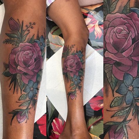 nice 25 Color Tattoos On Dark Skin to Have in 2021 Purple Tattoos On Black Women, Tattoo Colors On Brown Skin, Black Women Color Tattoos, Black And White With Color Tattoo, Colored And Black And White Tattoos, Colour Tattoo Dark Skin, Flower Tattoos Dark Skin, Dark Pink Rose Tattoo, Pink Tattoo Dark Skin