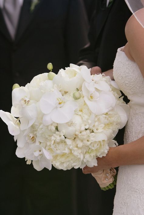 White Orchid Bouquet, Peony Bridal Bouquet, Orchid Bouquet Wedding, Brides Flowers Bouquet, White Peonies Bouquet, Simple Wedding Bouquets, White Flower Bouquet, Bridal Bouquet Peonies, Peony Bouquet Wedding